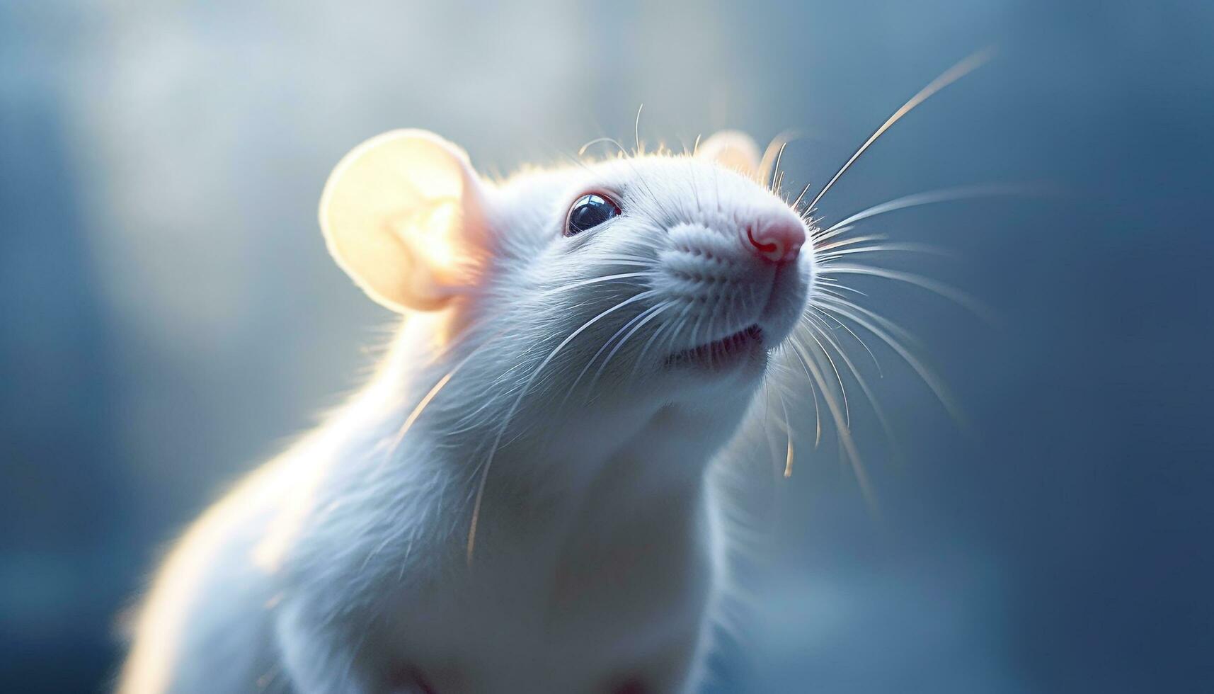 süß flauschige Ratte, mit Schnurrhaare, suchen oben im Labor generiert durch ai foto