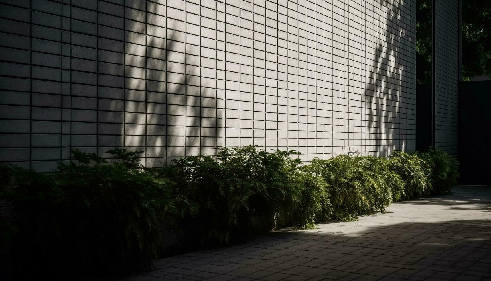 modern Glas Gebäude spiegelt Natur Wachstum im ein futuristisch Stadtbild generiert durch ai foto