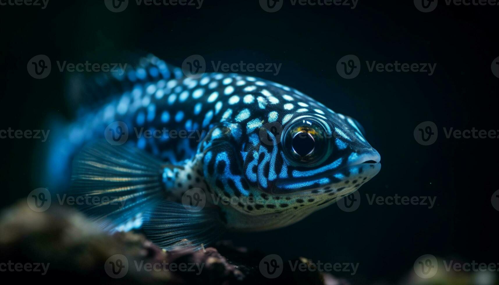 ein bunt entdeckt Fisch Schwimmen im ein tropisch unter Wasser Riff generiert durch ai foto