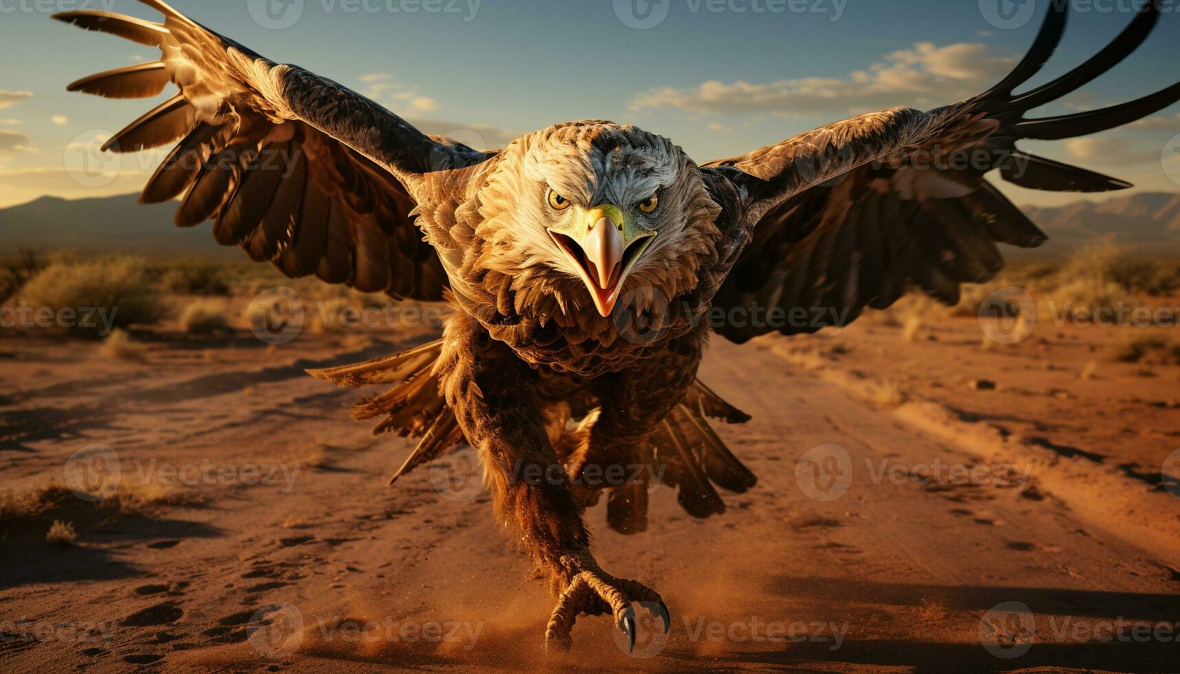 majestätisch Falke steigt an frei im das Sonnenuntergang, präsentieren es ist Schönheit generiert durch ai foto