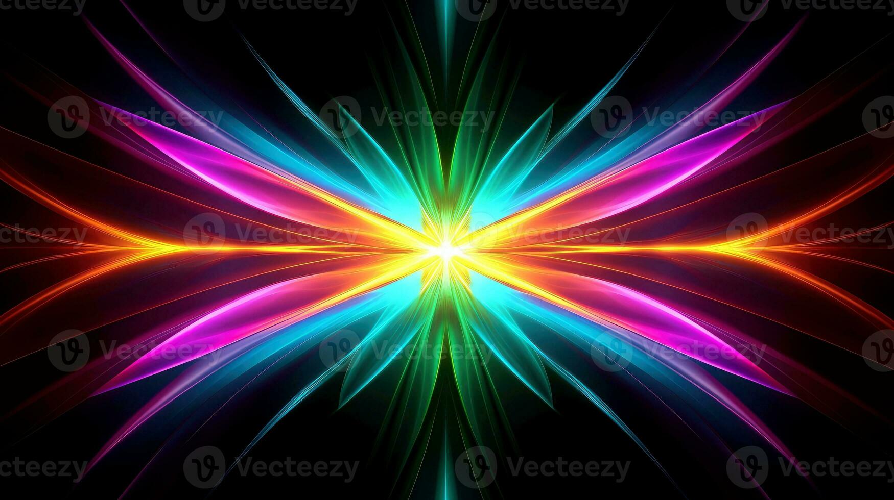 abstrakt Mehrfarbig Neon- glühend Linie, Technologie Hintergrund, generativ ai Illustration foto