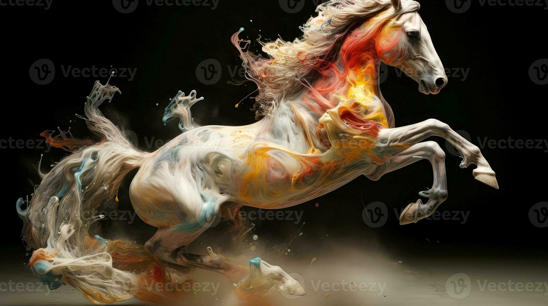 abstrakt Pferd mit Komplex Bewegung und dunstig Farbe, generativ ai Illustration foto