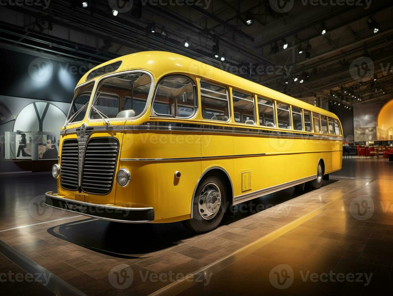 Bus Ausstellung. generativ ai foto