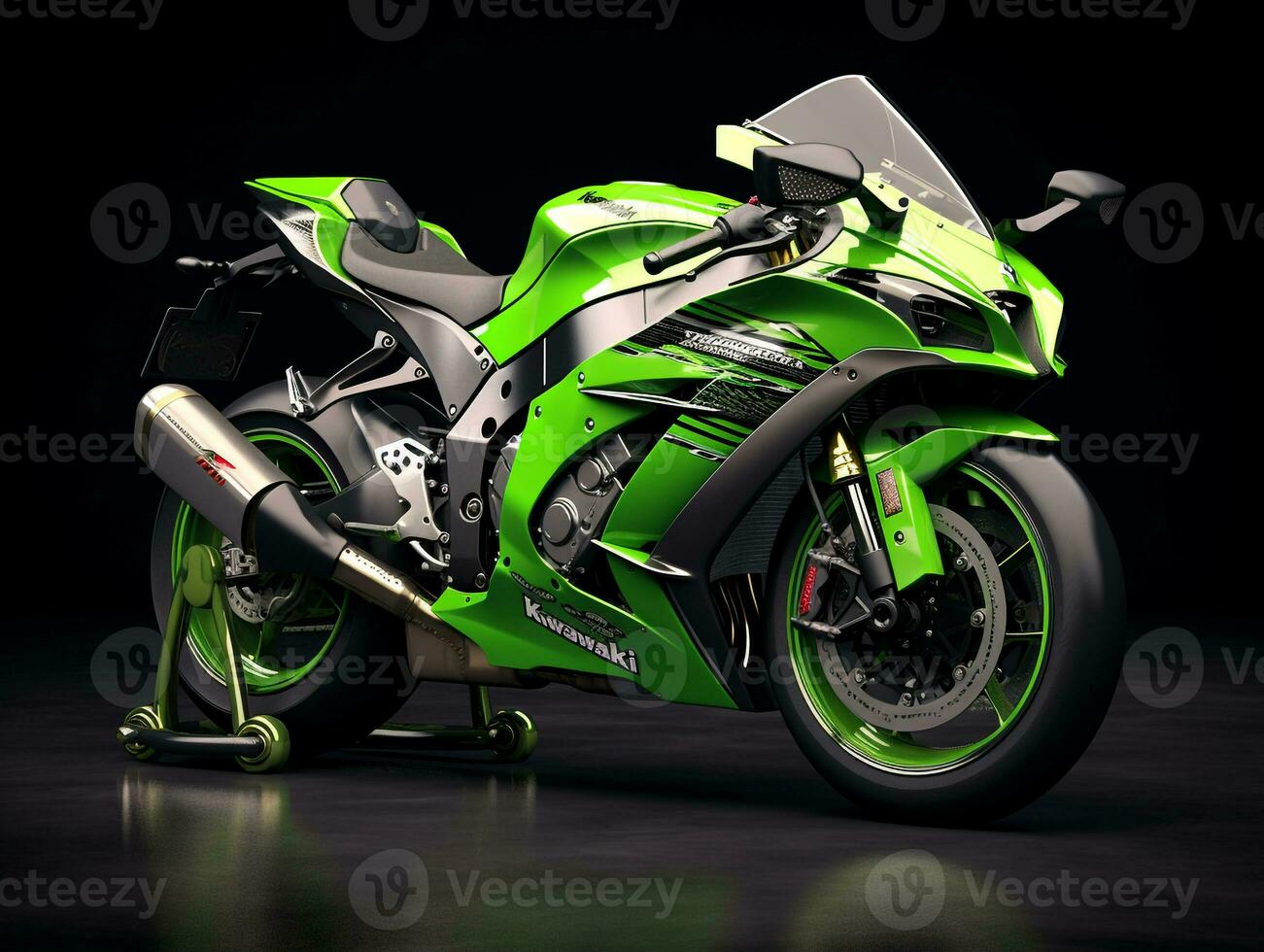 kawasaki Ninja zx-10r Ausstellung. generativ ai foto