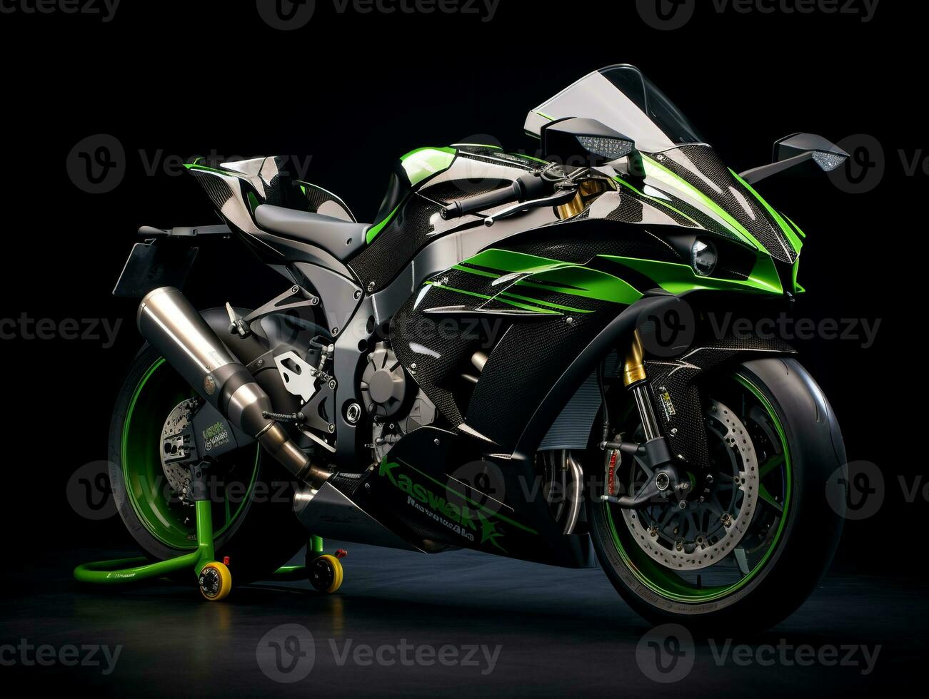 kawasaki Ninja zx-10r Ausstellung. generativ ai foto