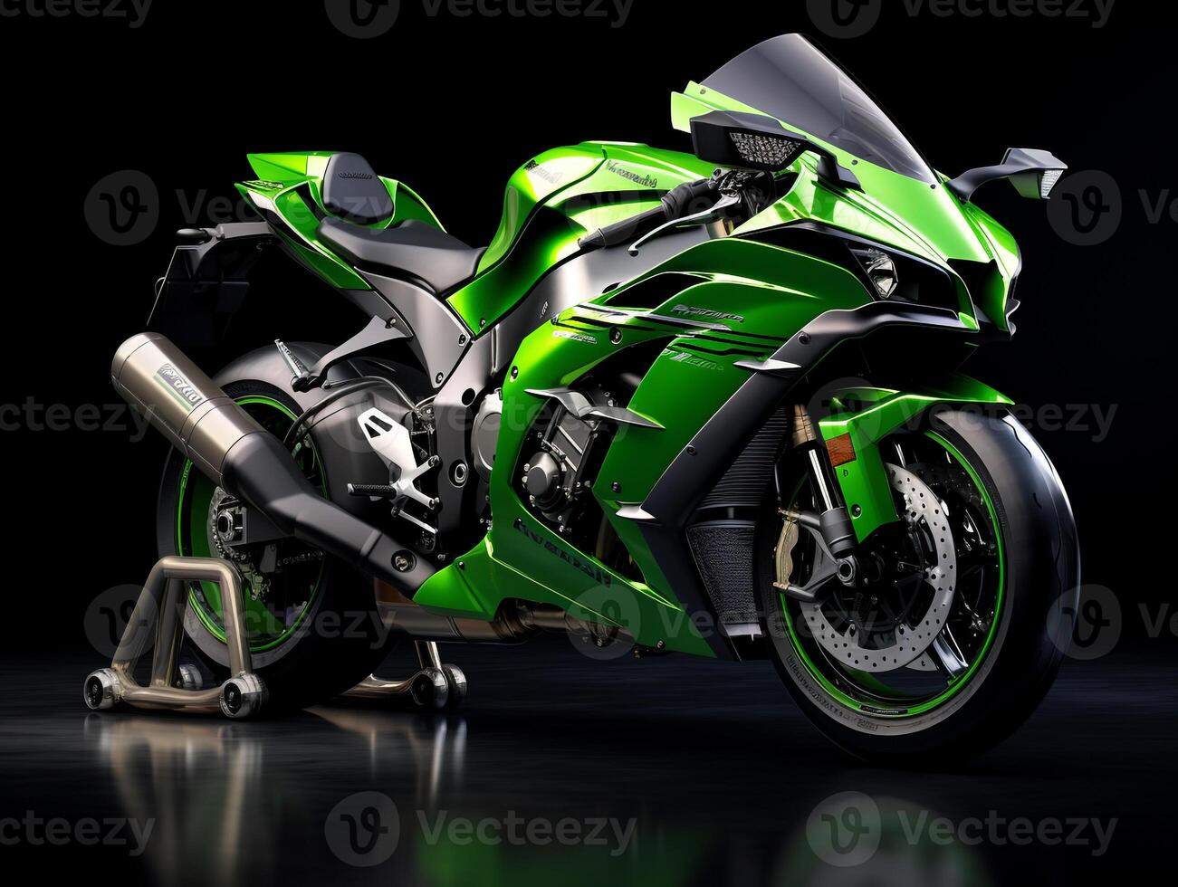 kawasaki Ninja zx-10r Ausstellung. generativ ai foto