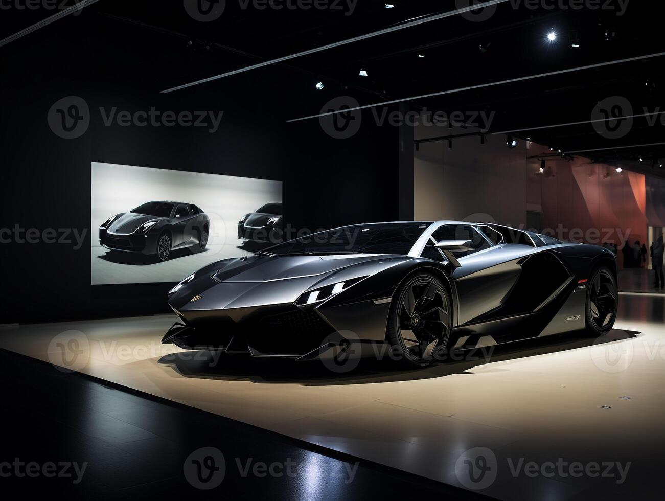 Lamborghini reventon Ausstellung. generativ ai foto