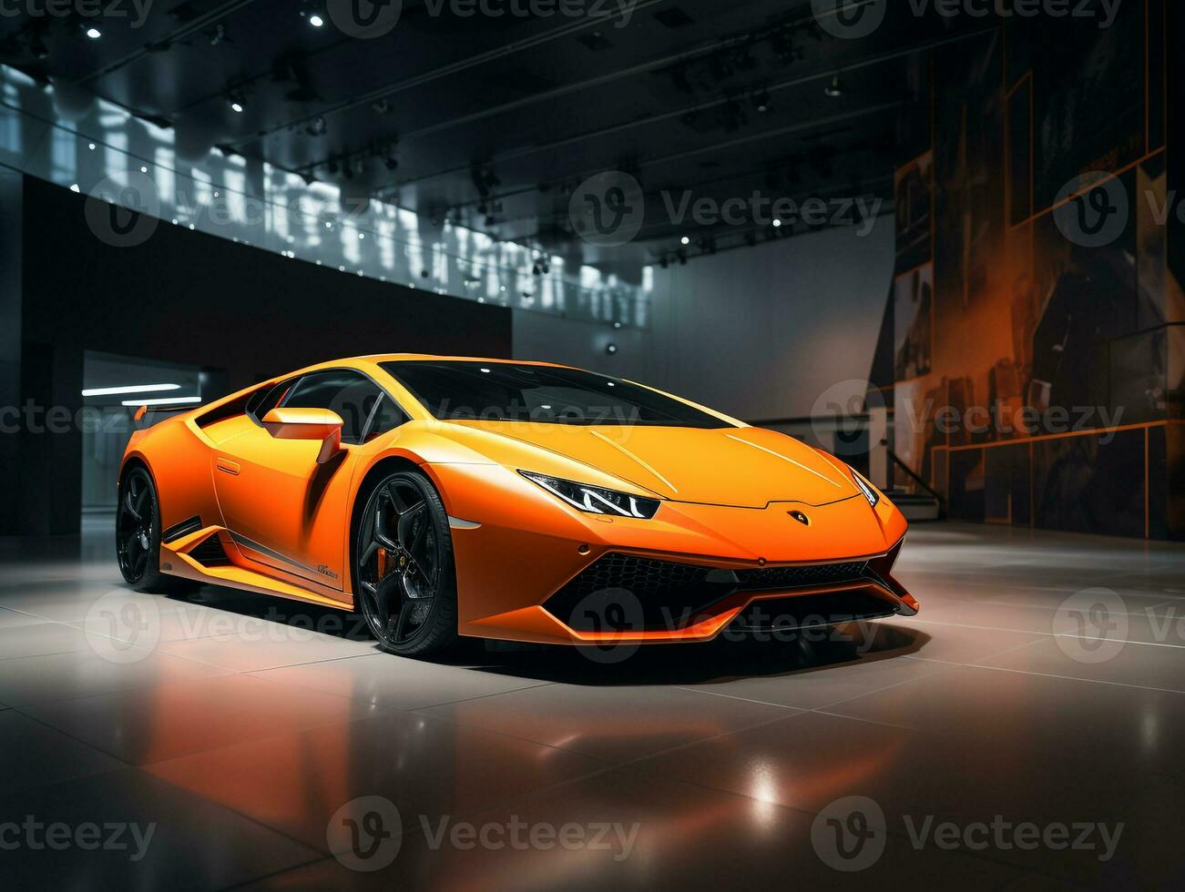 Lamborghini Hurakan Ausstellung. generativ ai foto