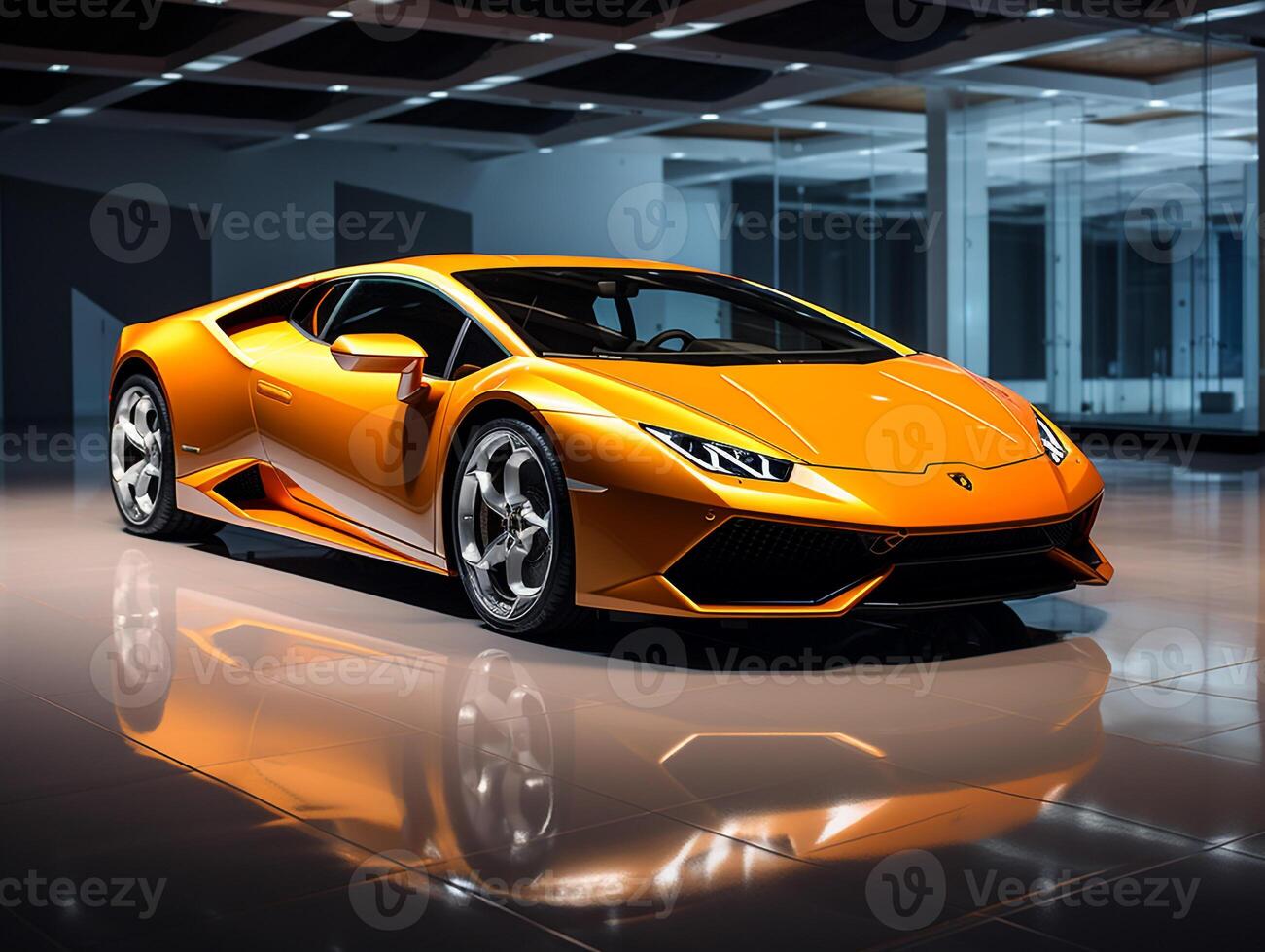 Lamborghini Hurakan Ausstellung. generativ ai foto