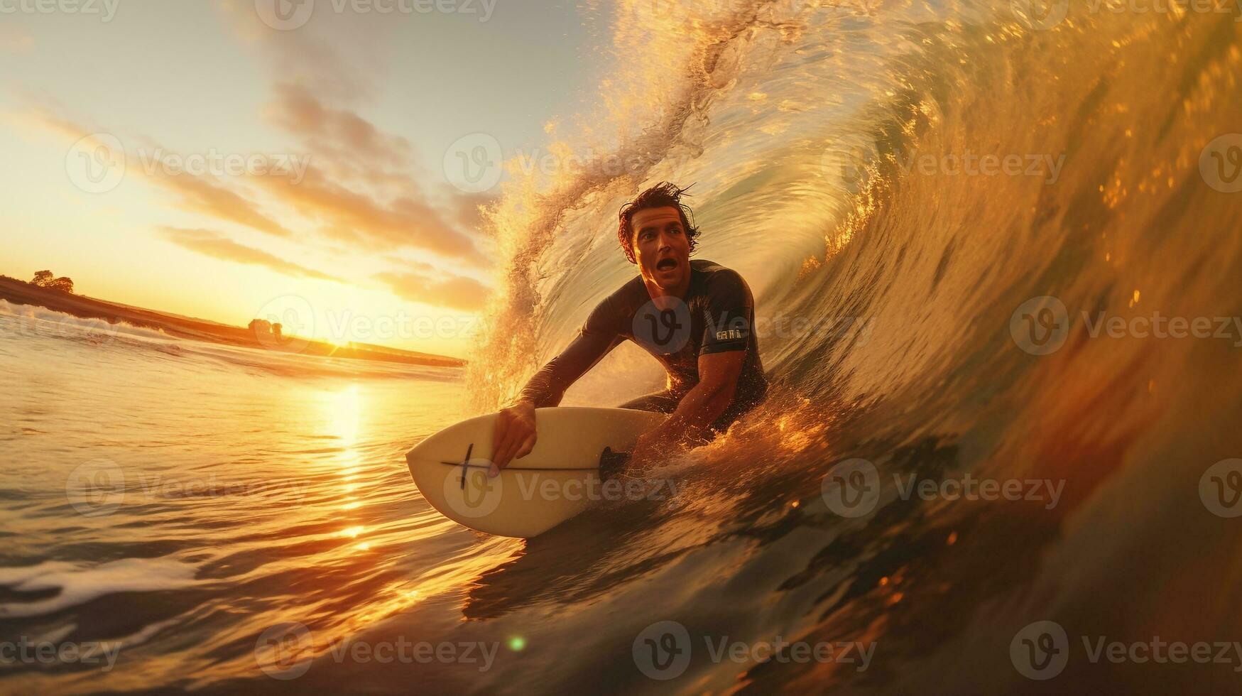 Surfer fangen Wellen. generativ ai foto