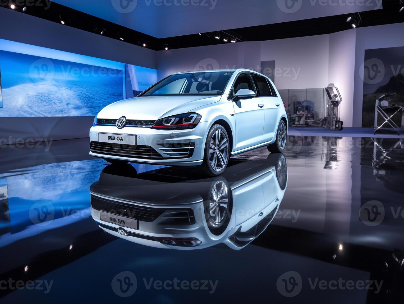 Volkswagen Golf Ausstellung. generativ ai foto