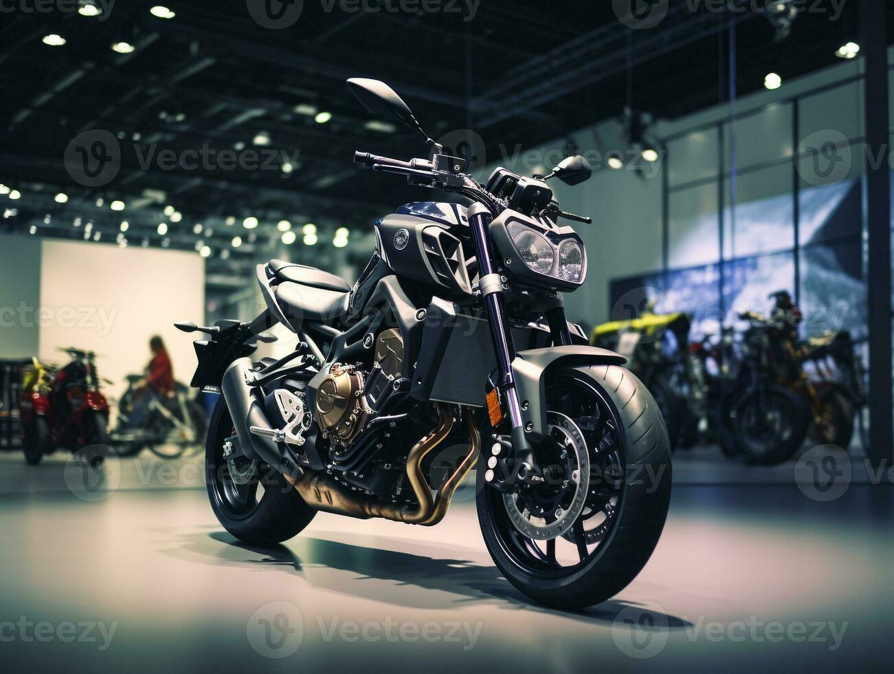 Yamaha fz-09 Ausstellung. generativ ai foto