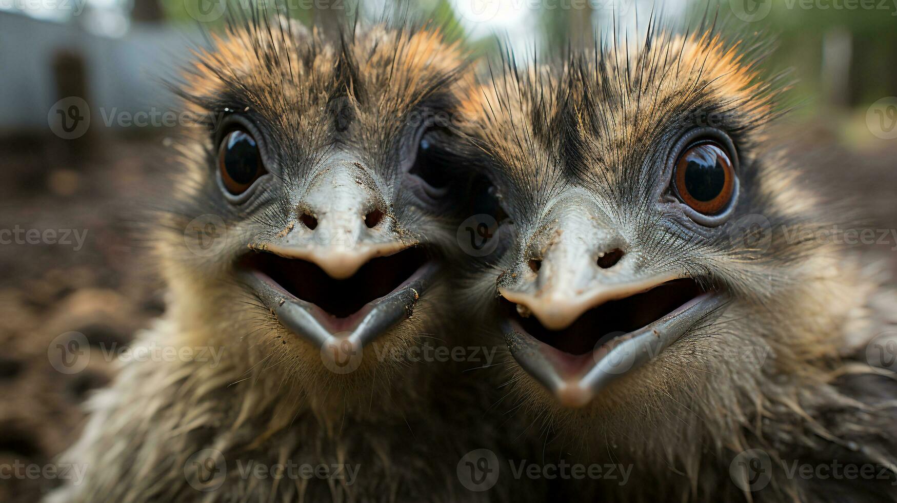 Foto von herzzerreißend zwei emus mit ein Betonung auf Ausdruck von Liebe. generativ ai