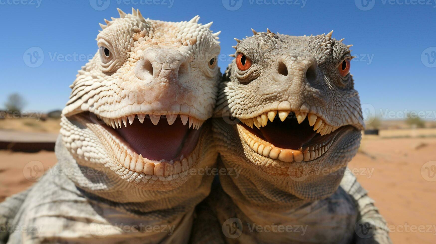 Foto von herzzerreißend zwei Wüste Leguane mit ein Betonung auf Ausdruck von Liebe. generativ ai