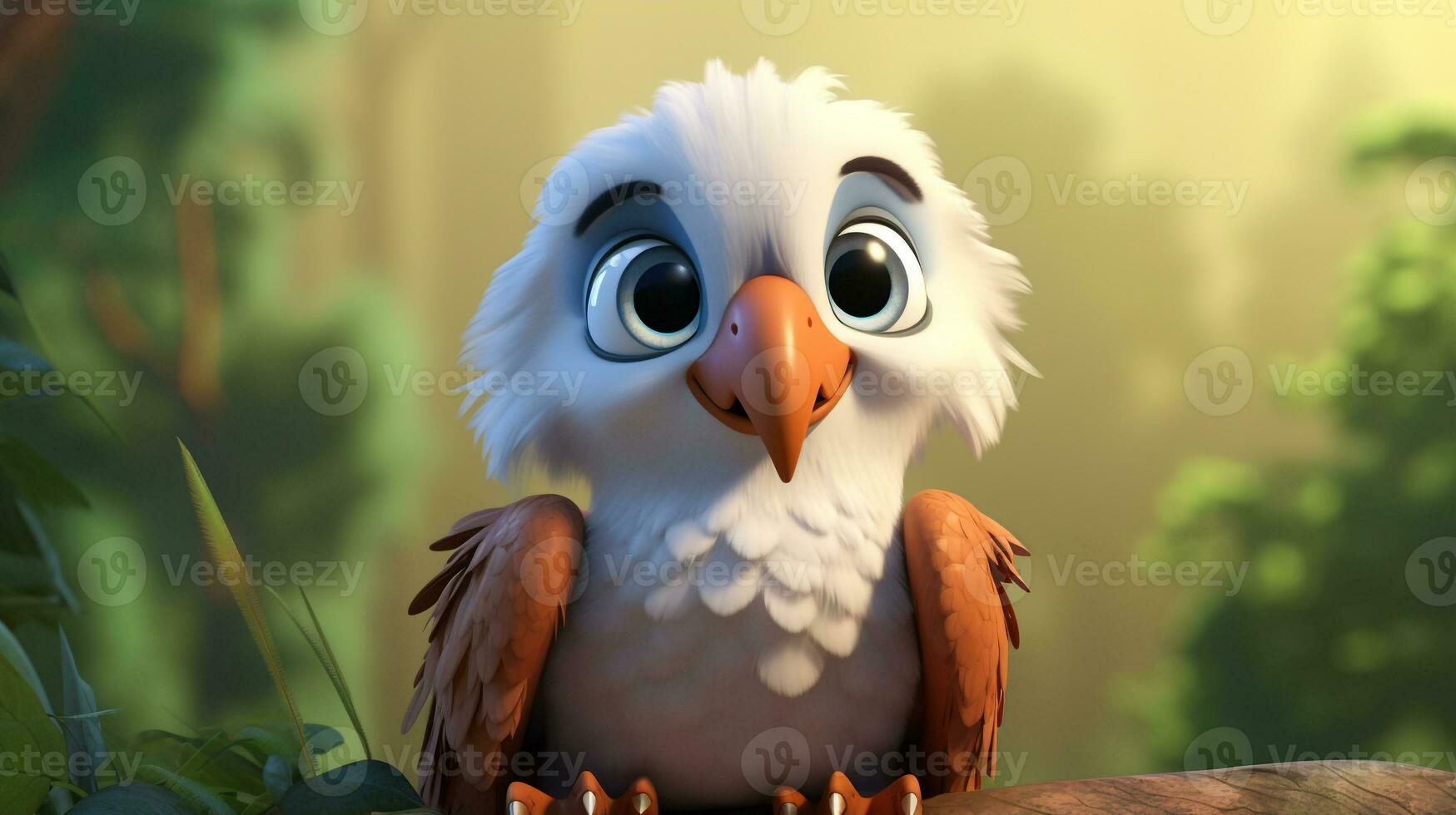ein süß wenig Adler im Disney Karikatur Stil. generativ ai foto