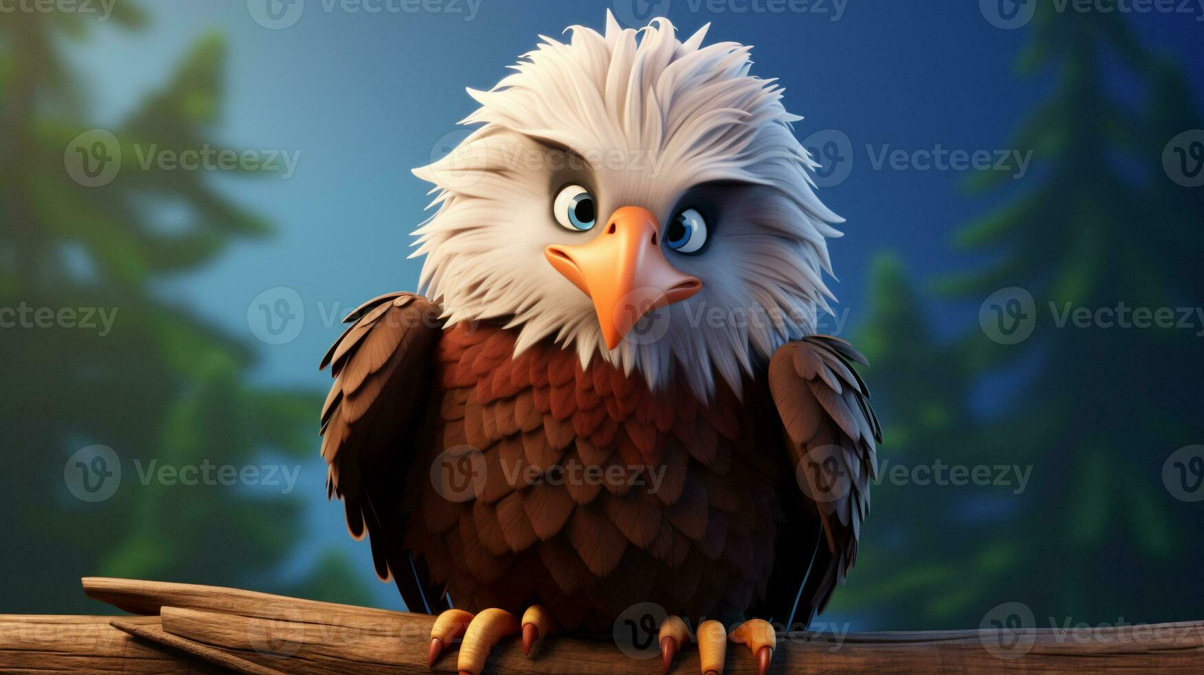 ein süß wenig Adler im Disney Karikatur Stil. generativ ai foto