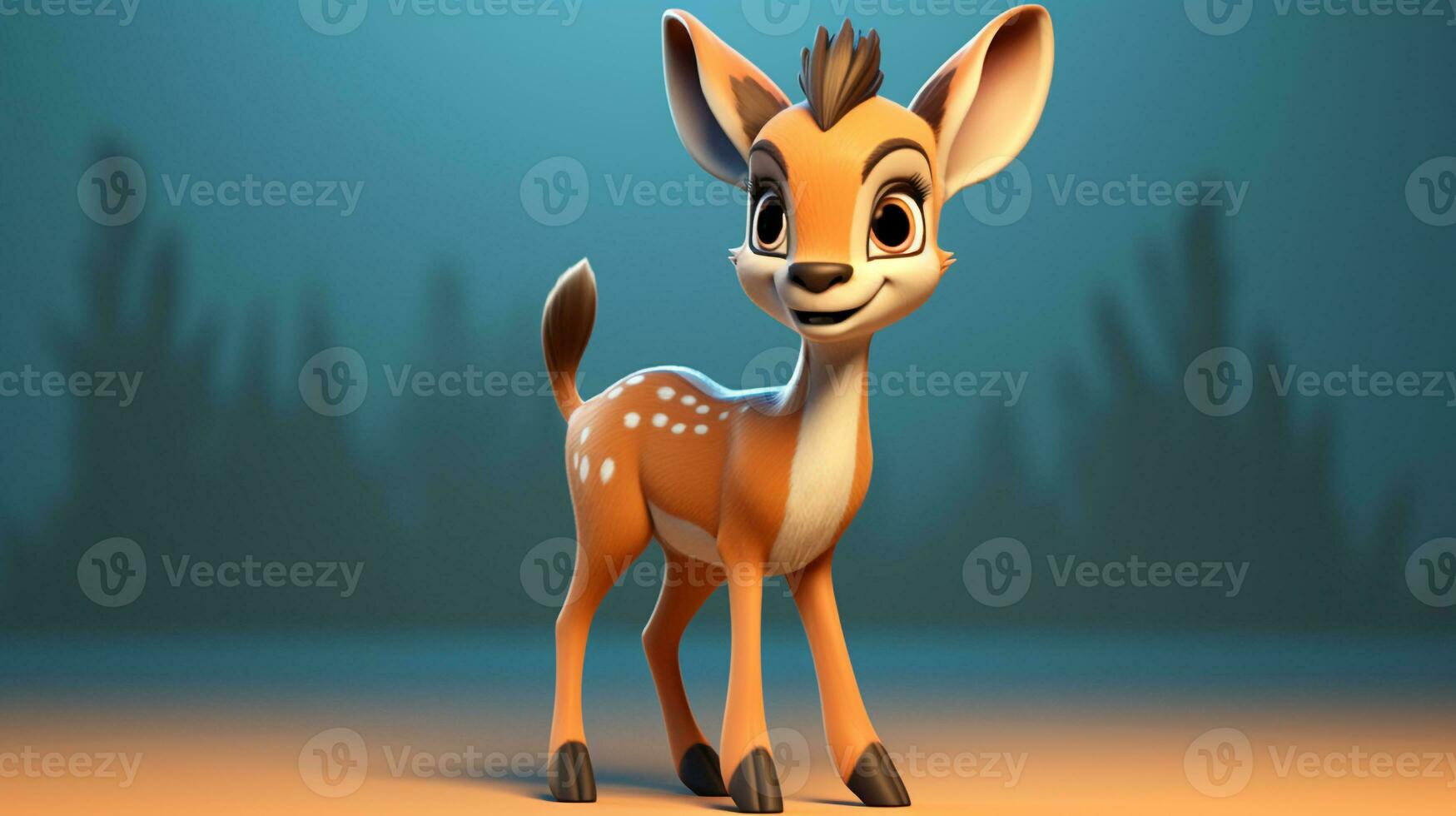 ein süß wenig Gazelle im Disney Karikatur Stil. generativ ai foto