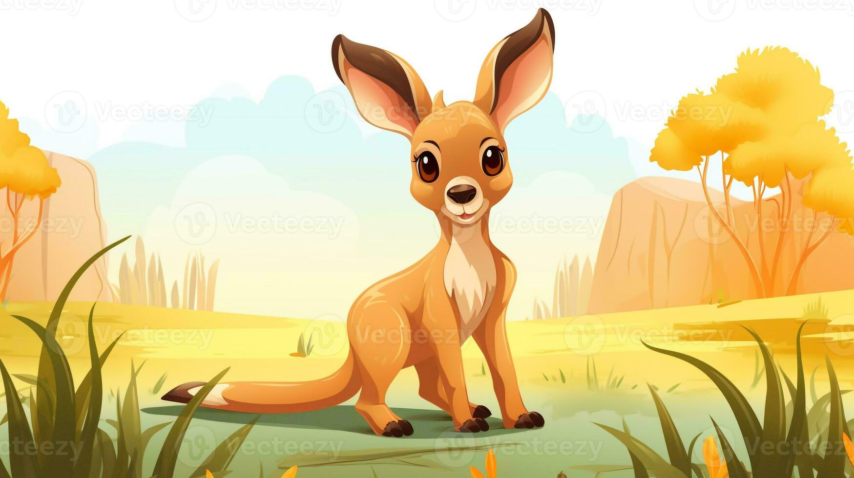 ein süß wenig Känguru im Vektor Stil. generativ ai foto