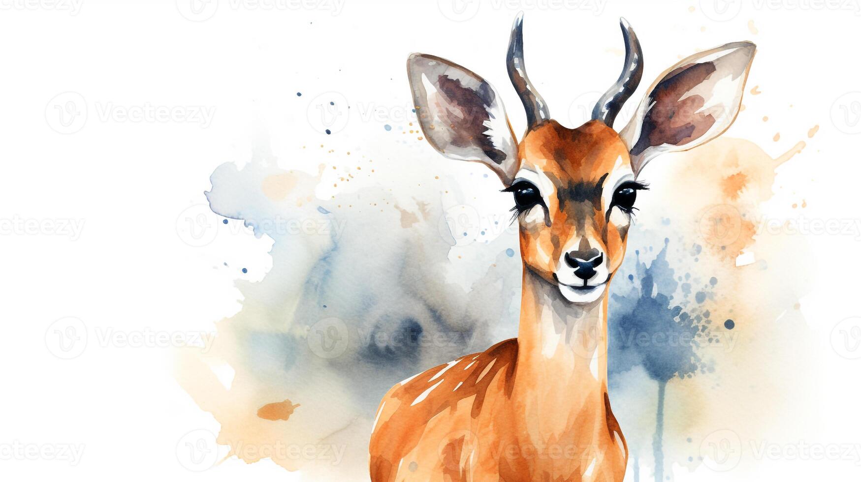 ein süß wenig Gazelle im Aquarell Stil. generativ ai foto