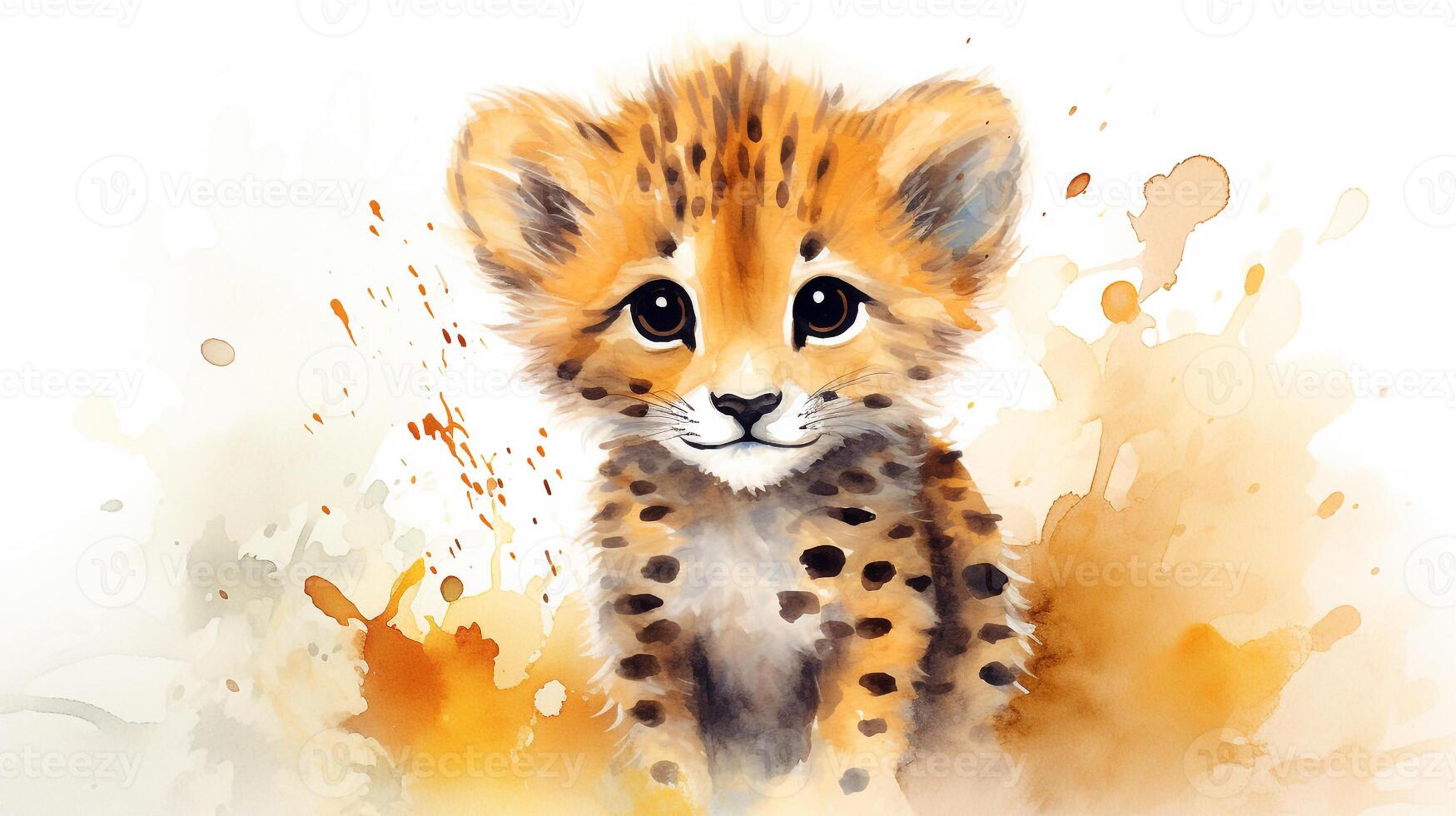 ein süß wenig Gepard im Aquarell Stil. generativ ai foto