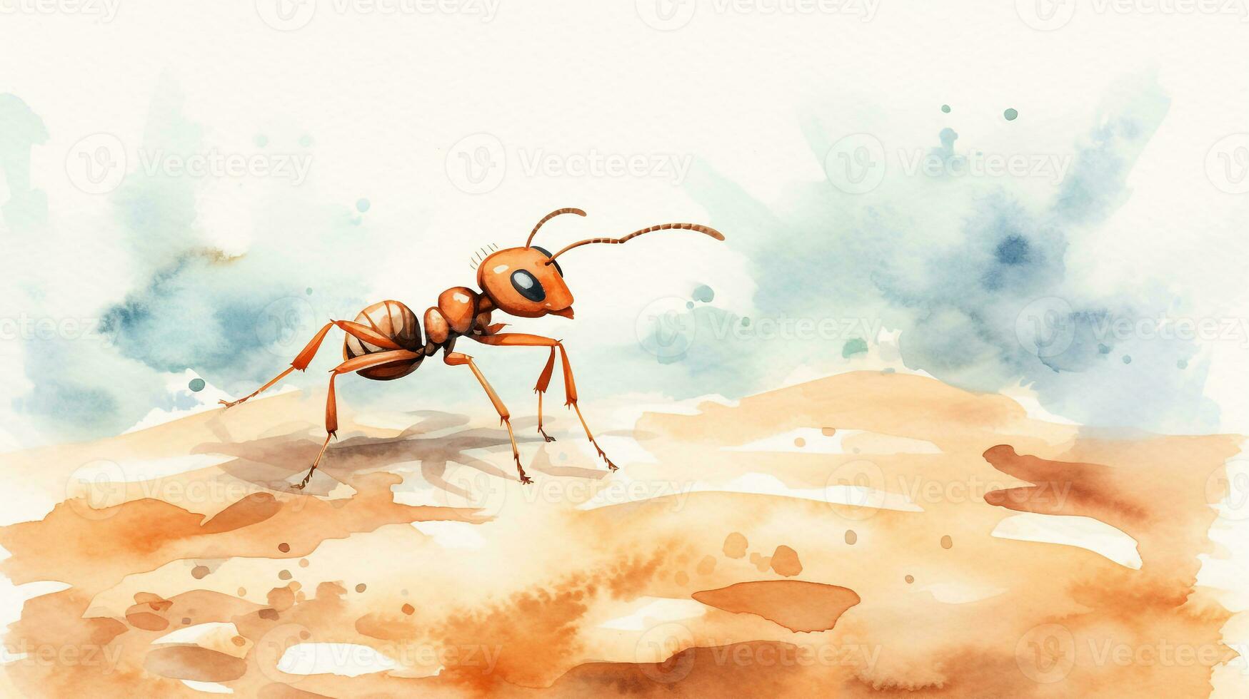 ein süß wenig Sahara Wüste Ameise im Aquarell Stil. generativ ai foto