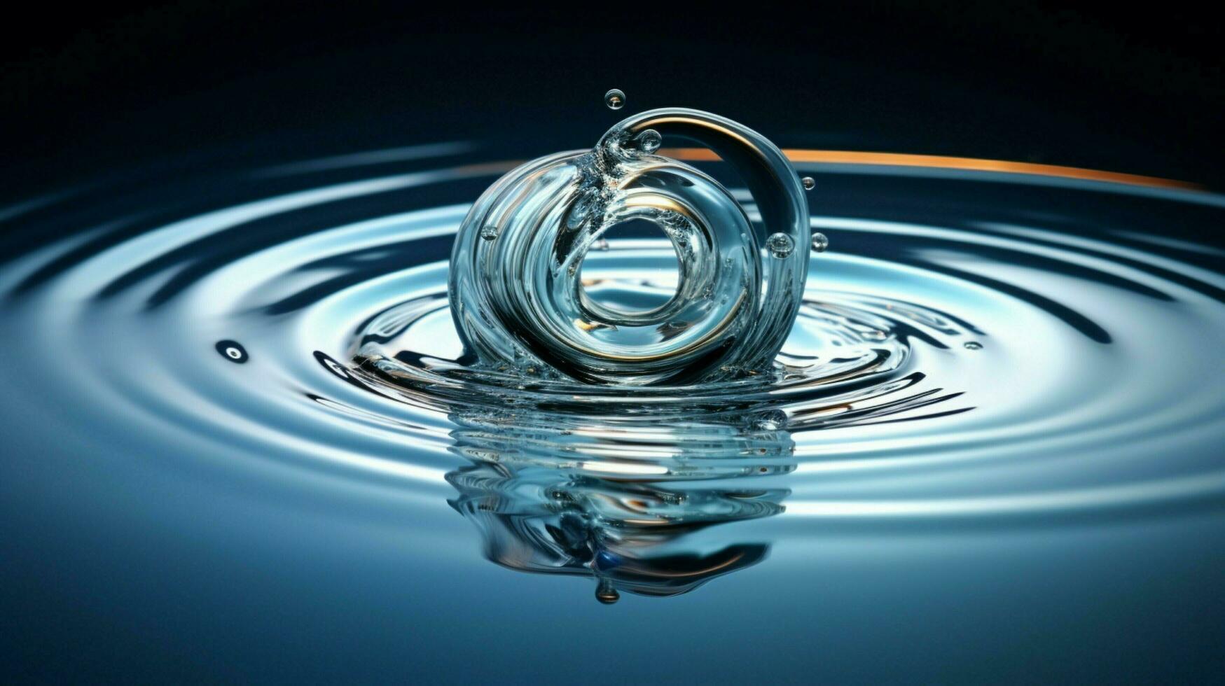 ein Tröpfchen Stürze reflektieren Welle Muster auf Wasser foto