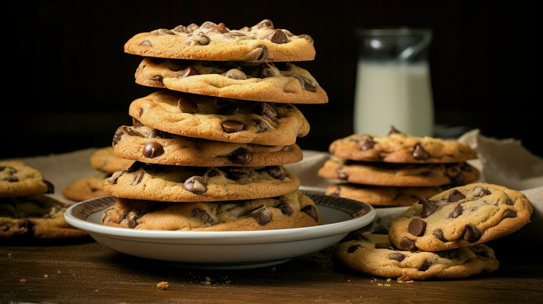 ein hausgemacht Gourmet Dessert ein Stapel von Schokolade Chip Koch foto