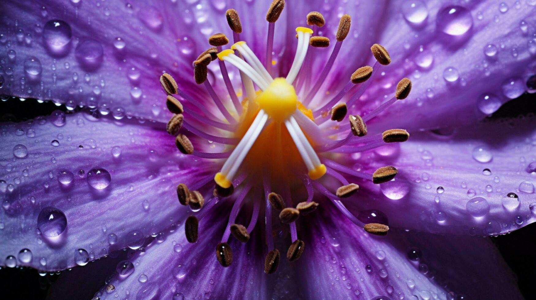 ein Makro lila blühen frisch mit Pollen foto