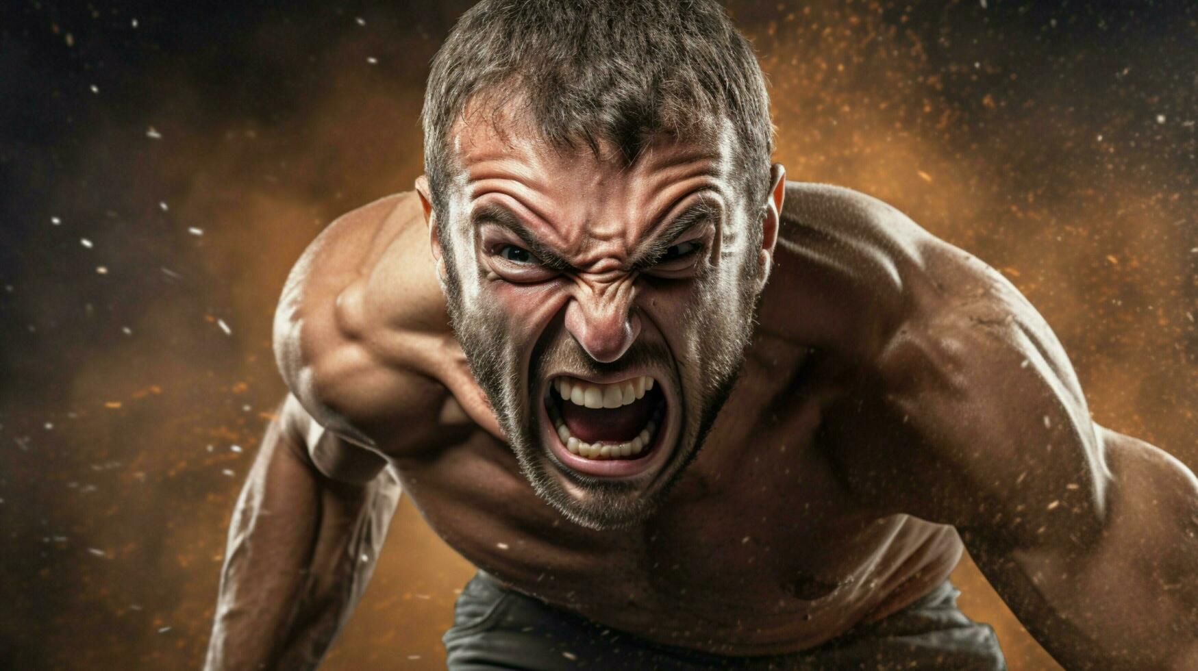 wütend männlich Athlet Stanzen mit Entschlossenheit und aggressiv foto