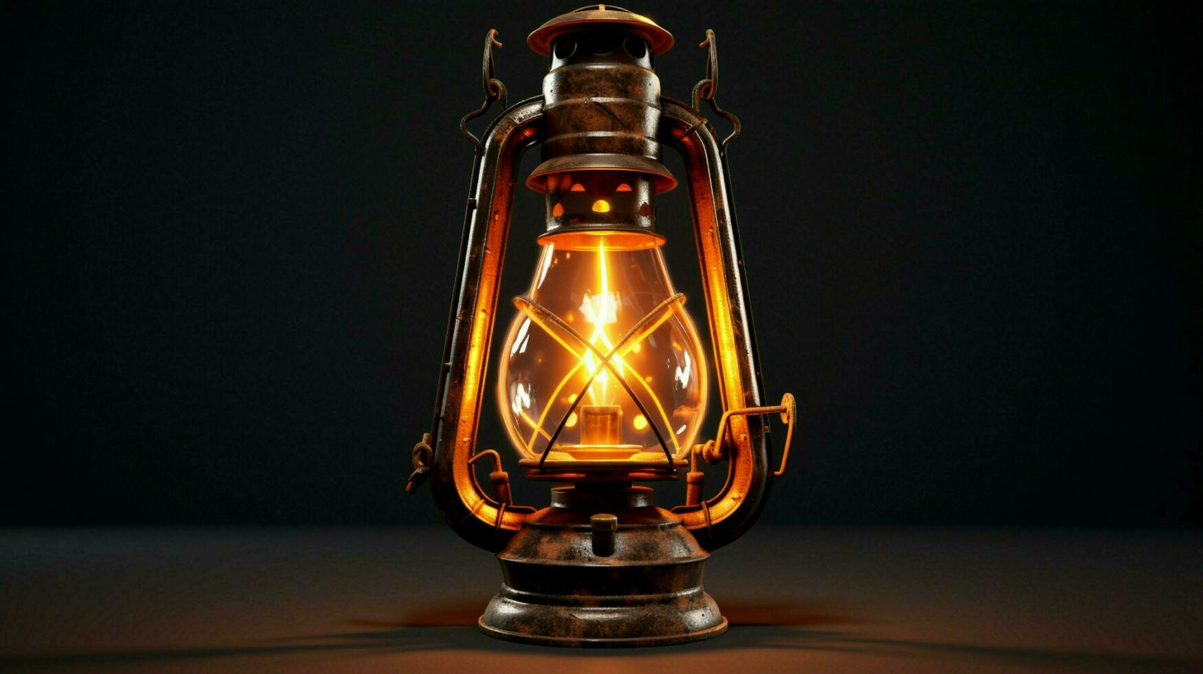 Antiquität Laterne glühend mit natürlich Flamme Licht foto