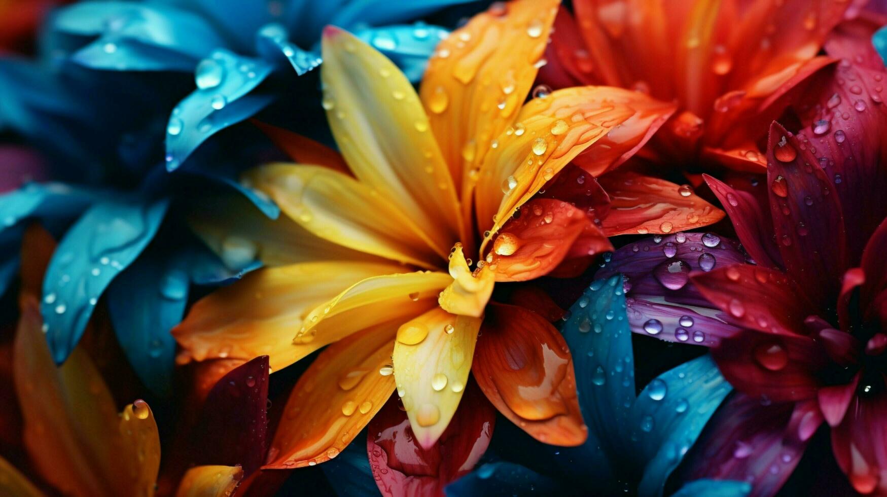 schließen oben von nass beschwingt Blume Blütenblätter foto