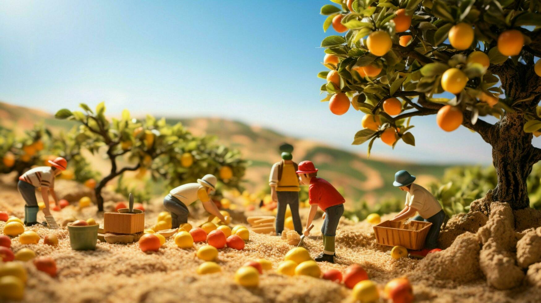 Bauern Ernte frisch Obst im das Herbst Sonnenlicht Hitze foto