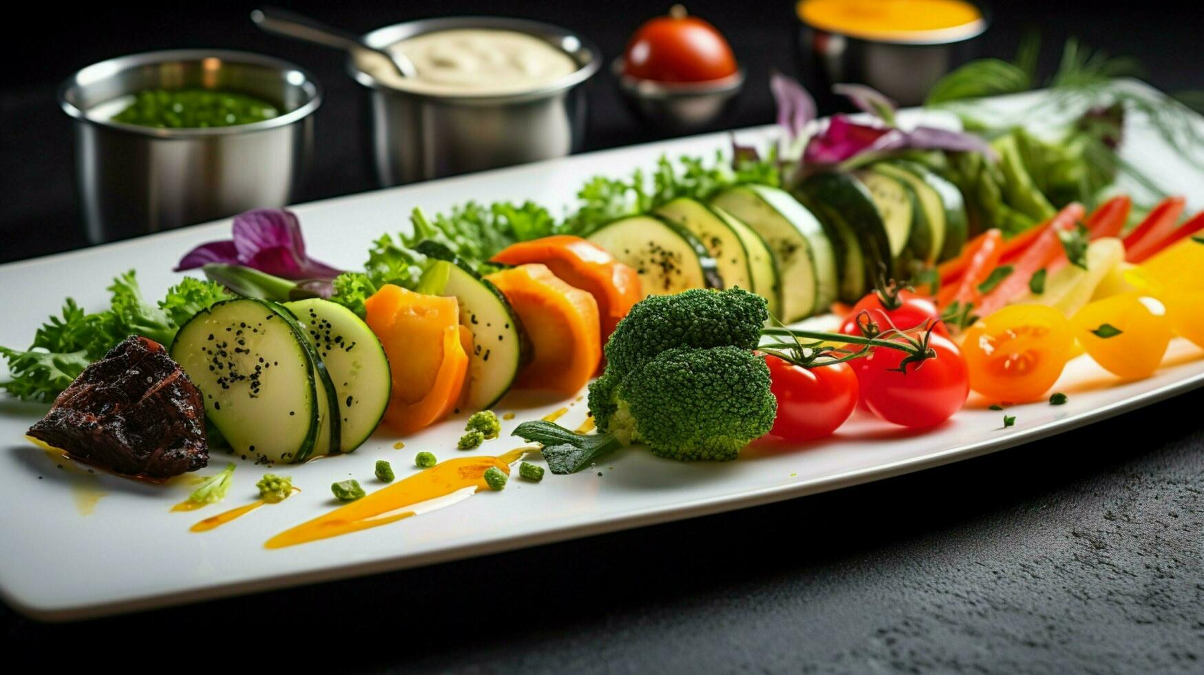 frisch Gourmet Vorspeise Teller mit gesund Vegetarier foto