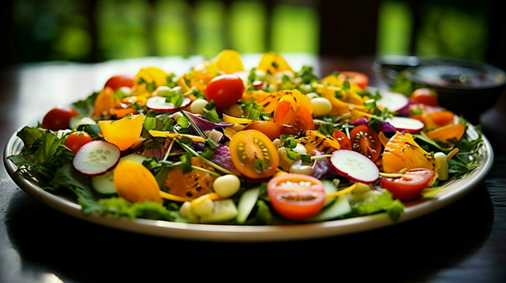 frisch organisch Vegetarier Salat ein gesund Gourmet Sommer- foto