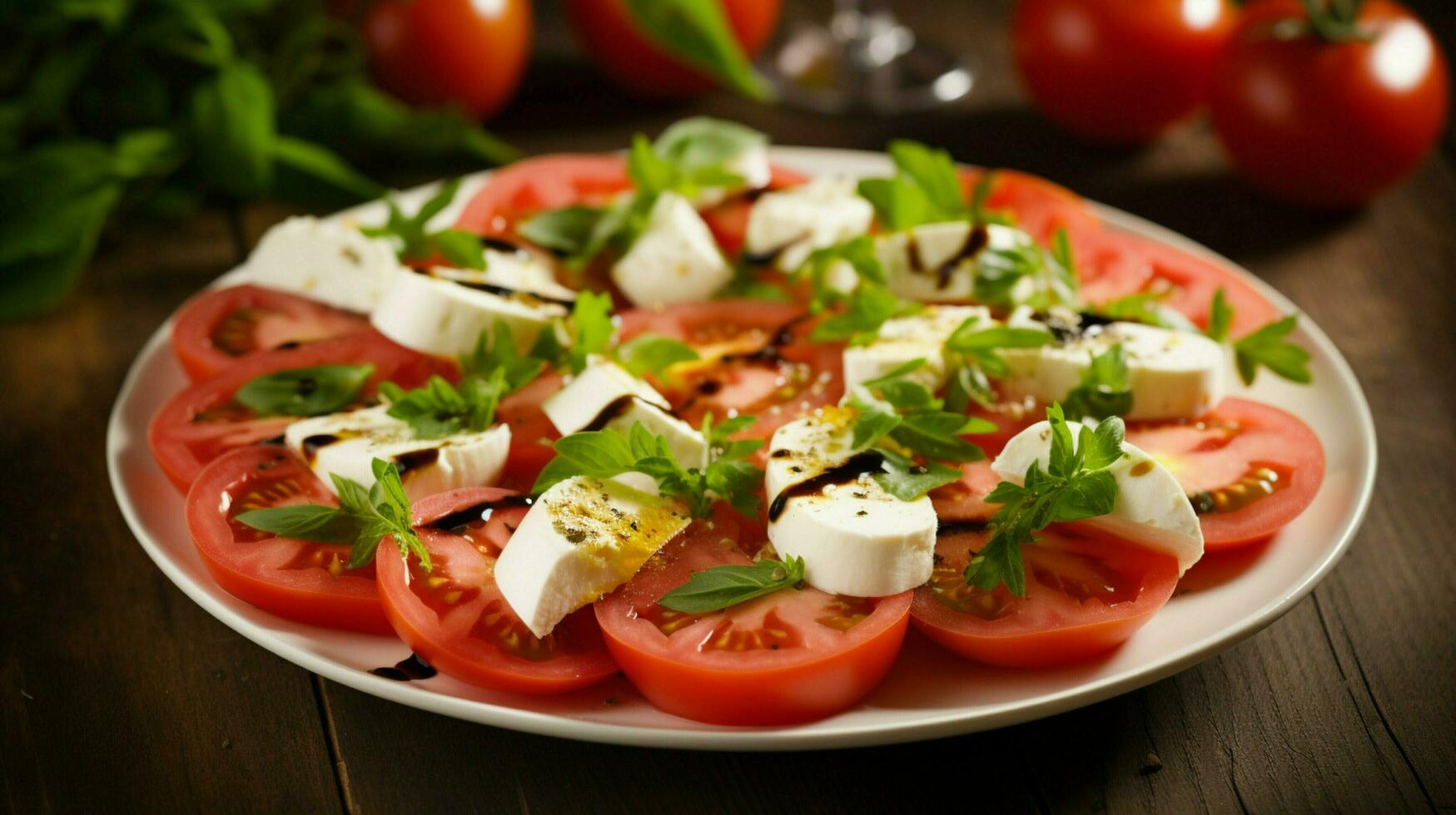 frisch Vegetarier Salat mit reif Tomate und Mozzarella foto