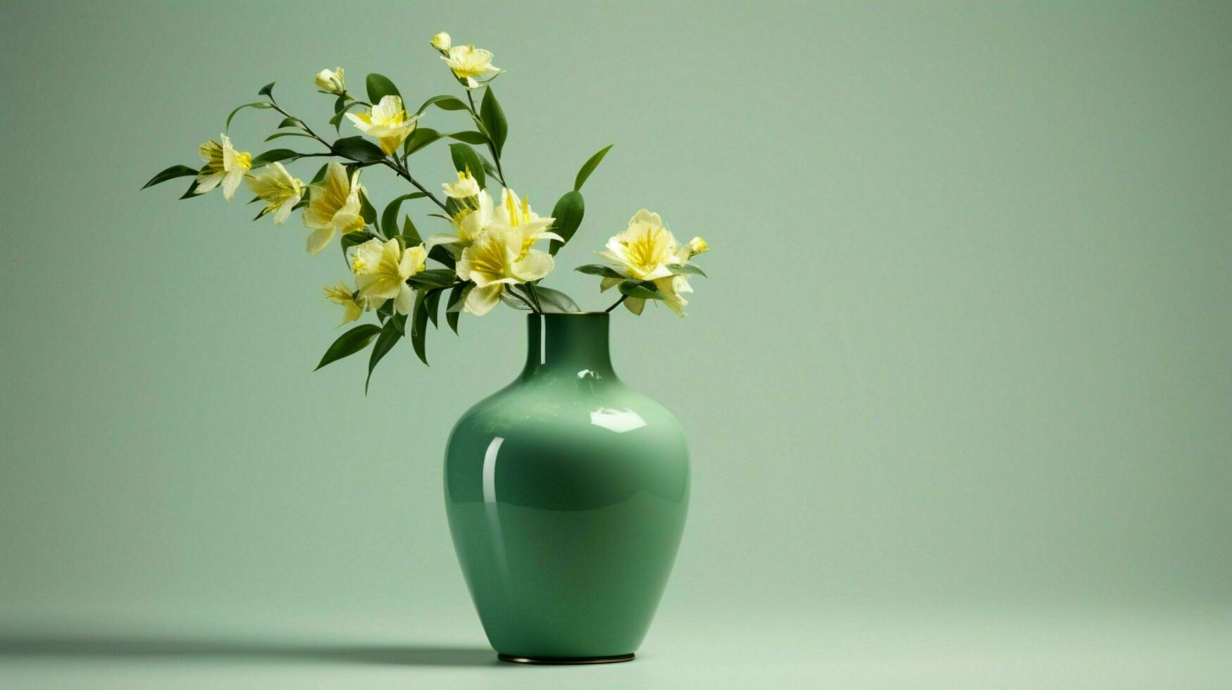 Frische und Eleganz im ein Single Objekt ein Grün Vase foto