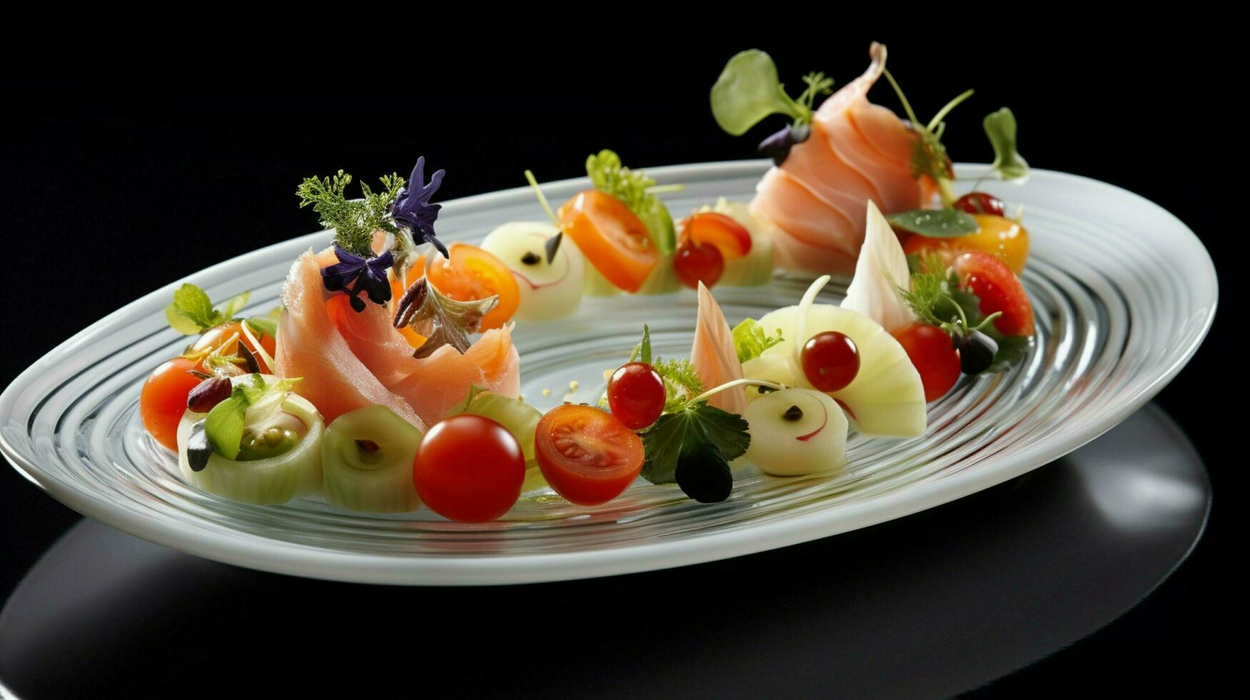 Frische und gesund Essen auf ein Teller von Gourmet Vorspeise foto