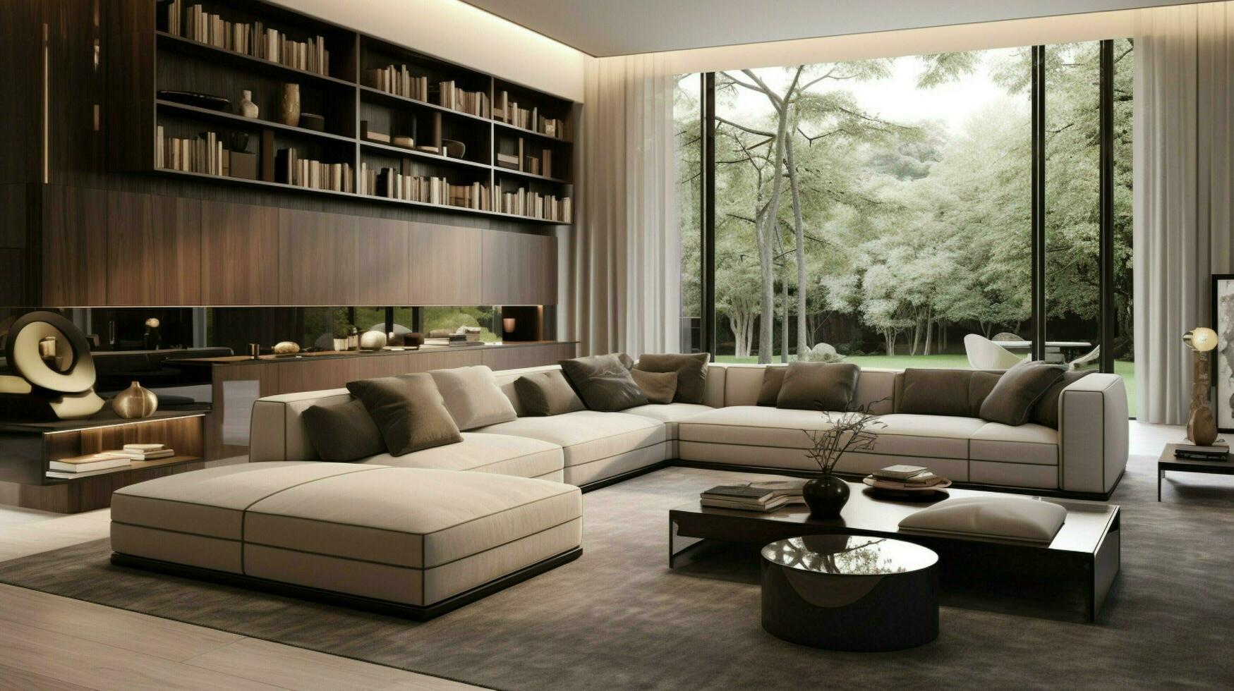 Luxus modern Leben Zimmer mit komfortabel Sofa foto
