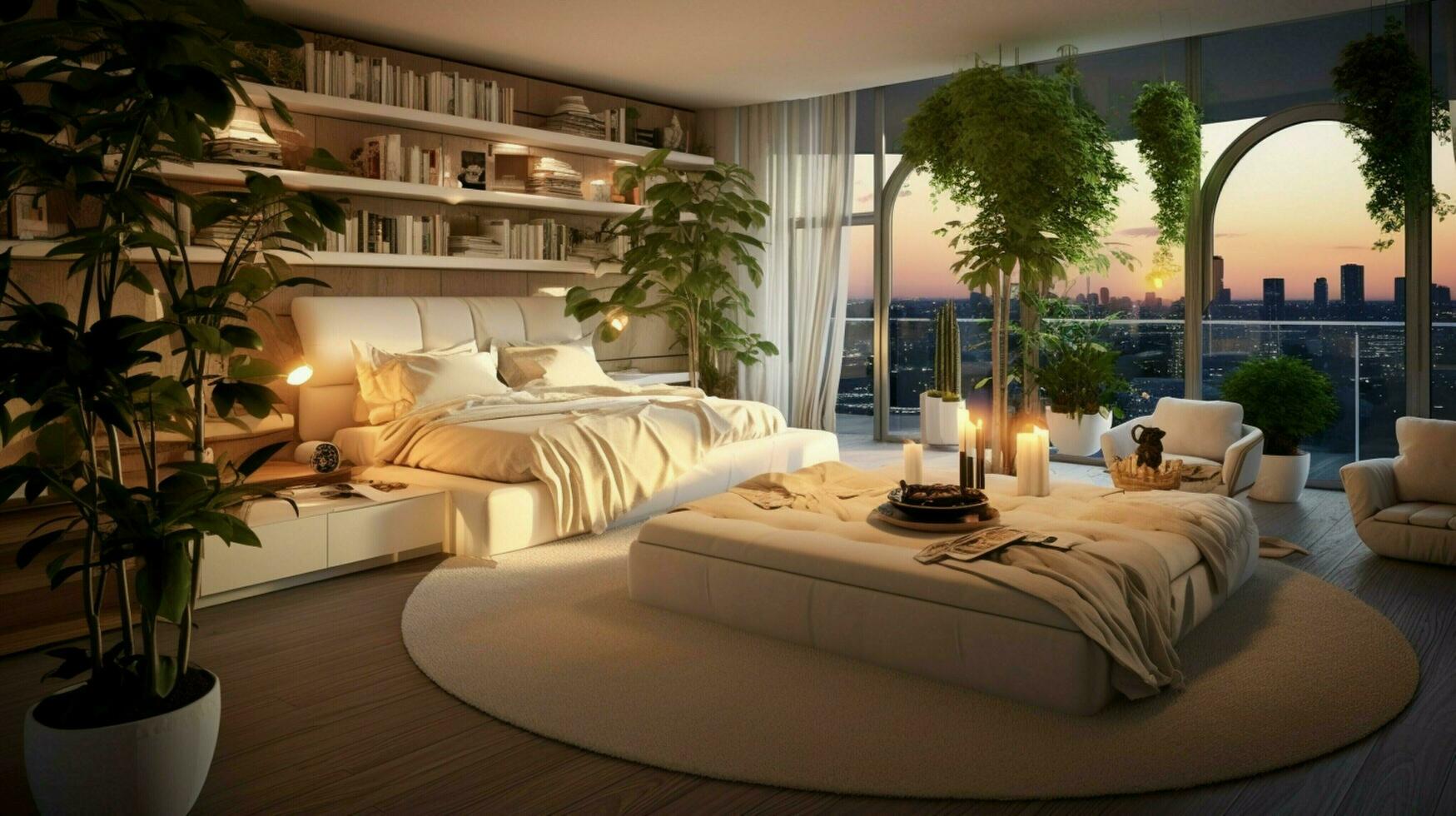 modern Wohnung mit elegant Dekor komfortabel Möbel foto