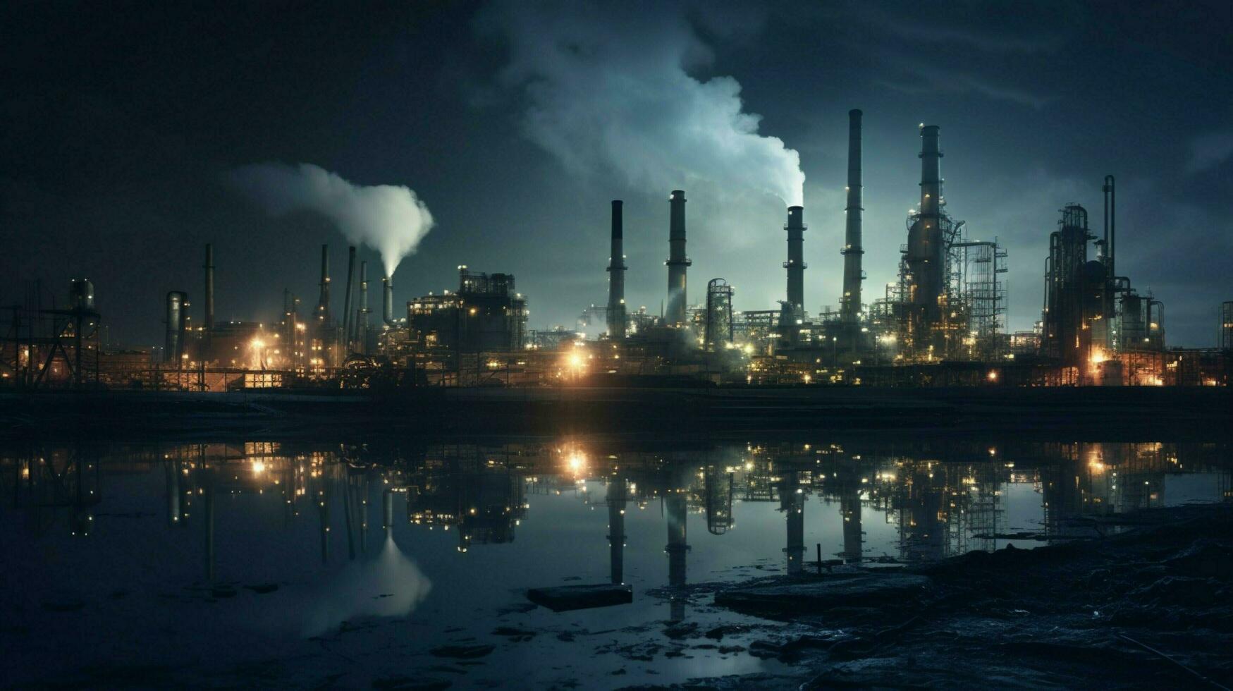 modern Stahl Raffinerie beleuchtet Ausrüstung Verschmutzung foto