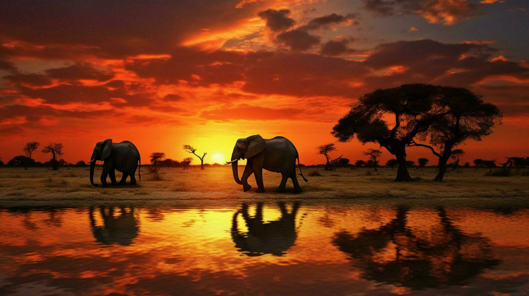 Safari Gruppe Weiden lassen beim Sonnenuntergang im Afrika foto