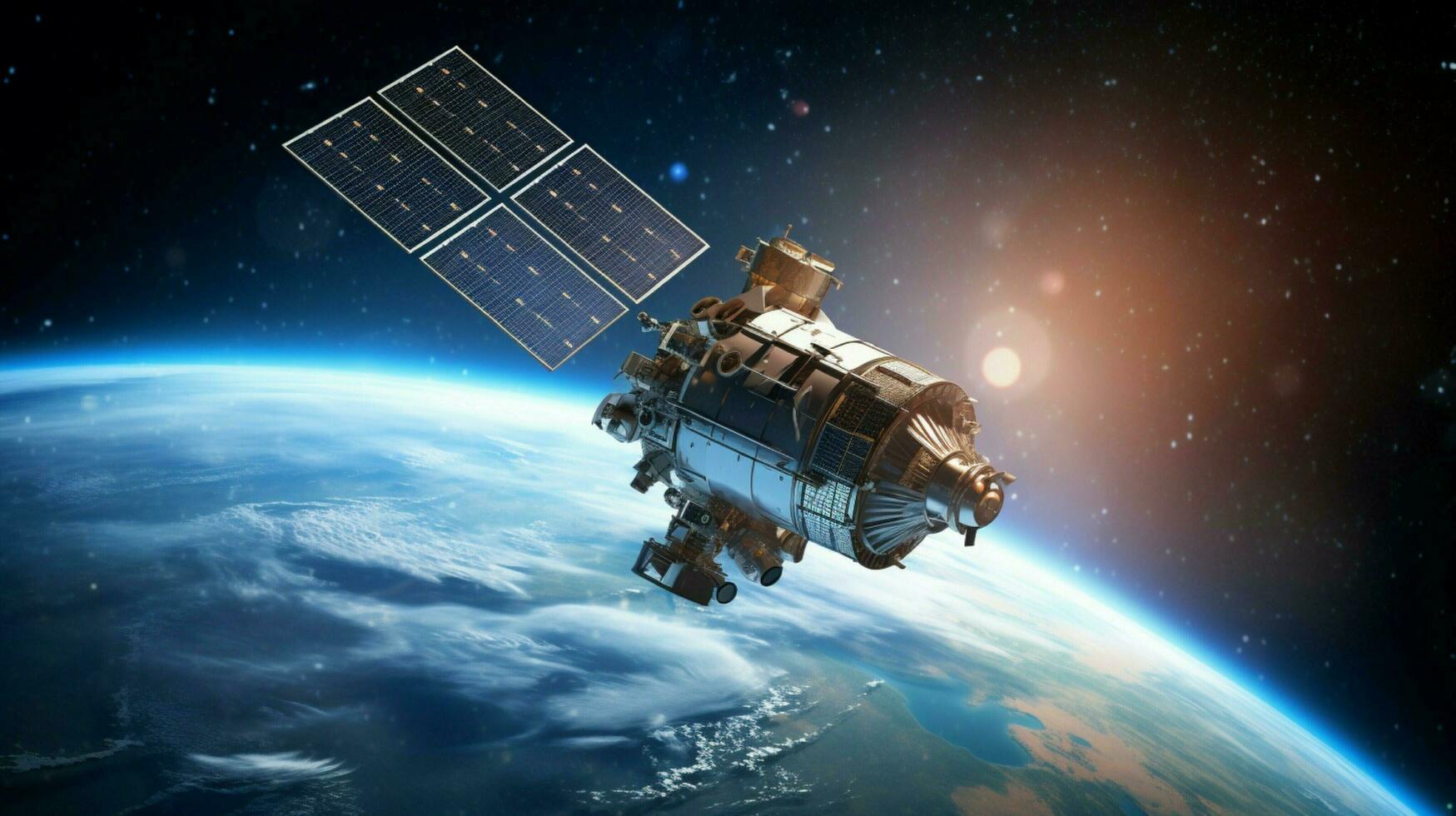 Raumfahrzeug umkreisen Planet Erde zum global Kommunikation foto