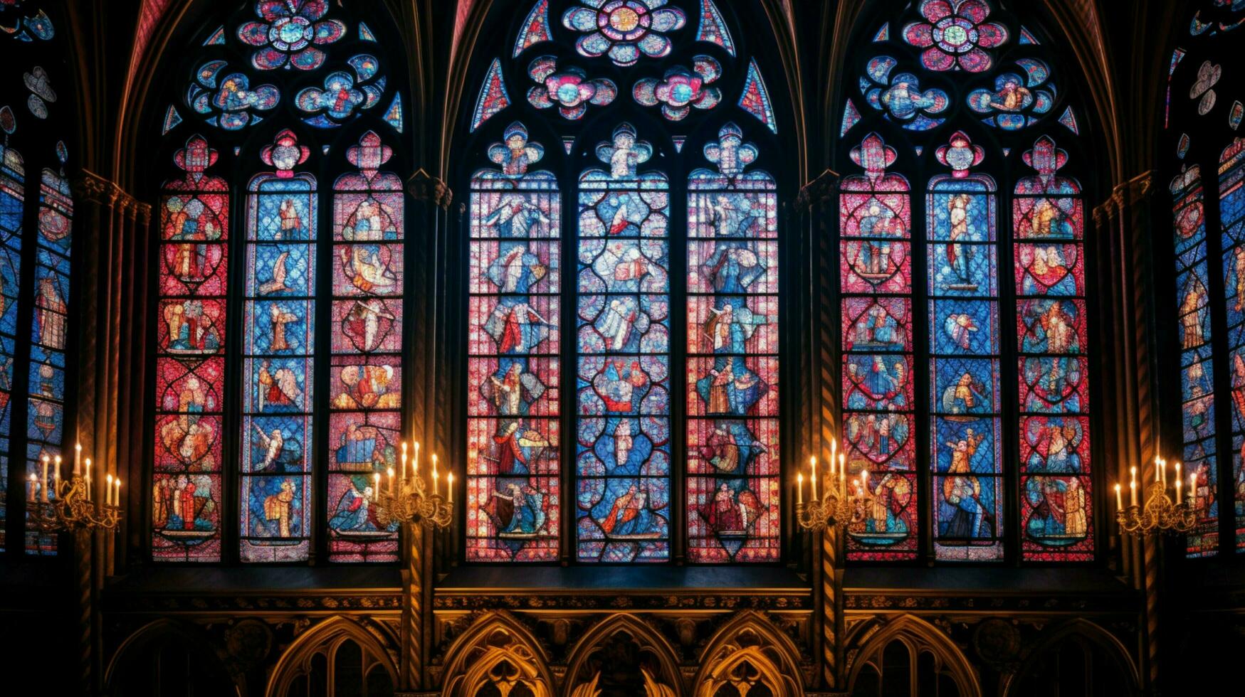 befleckt Glas Fenster leuchtet uralt gotisch Architekt foto