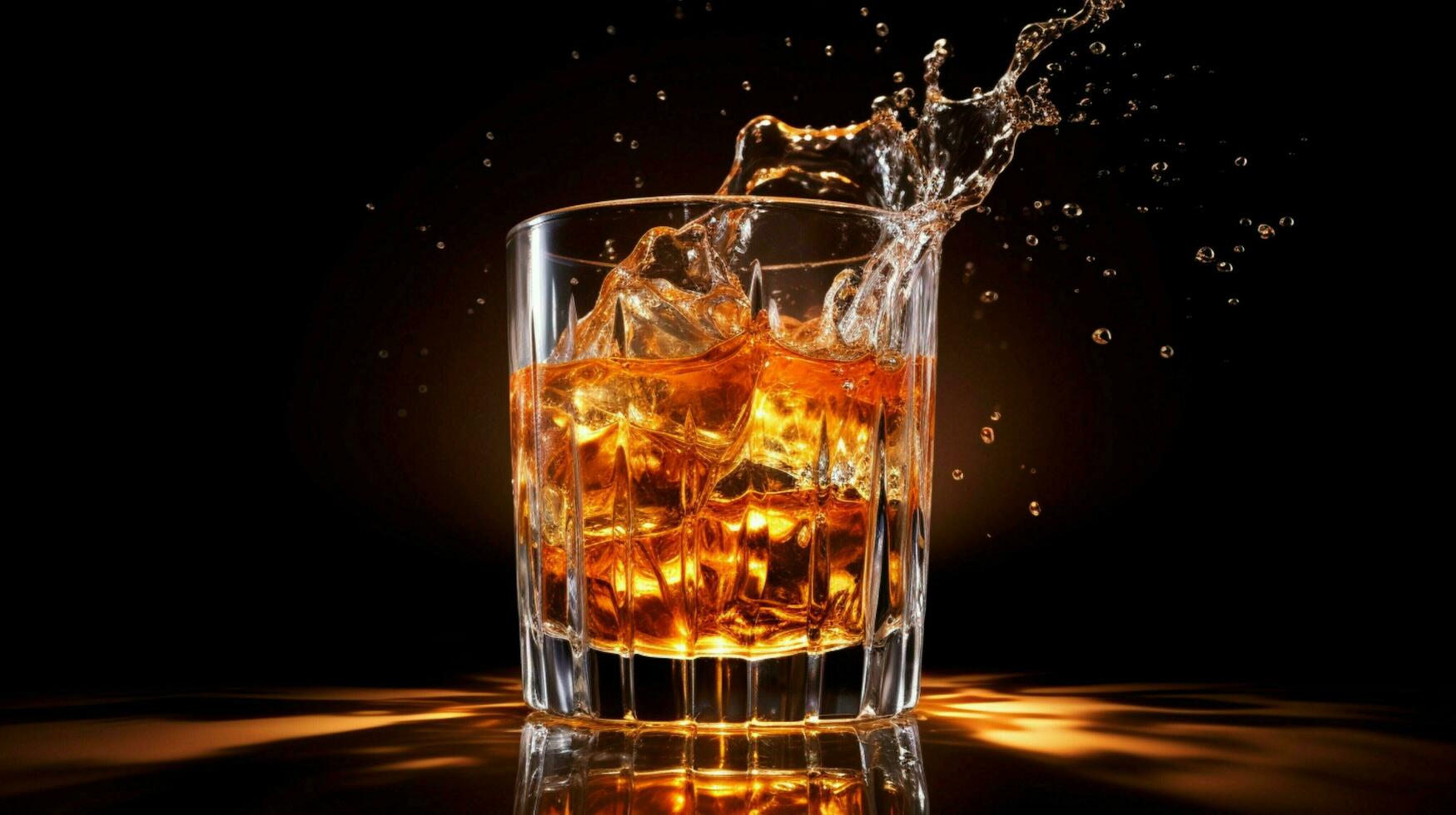 Whiskey auf Eis im glühend Glas Bewegung foto
