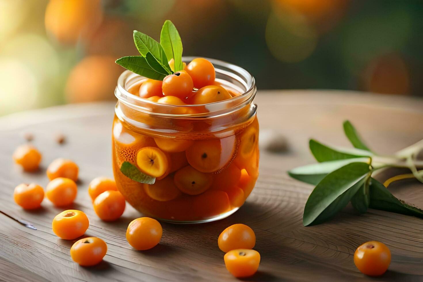 Meer Sanddorn Beeren im ein Krug. KI-generiert foto