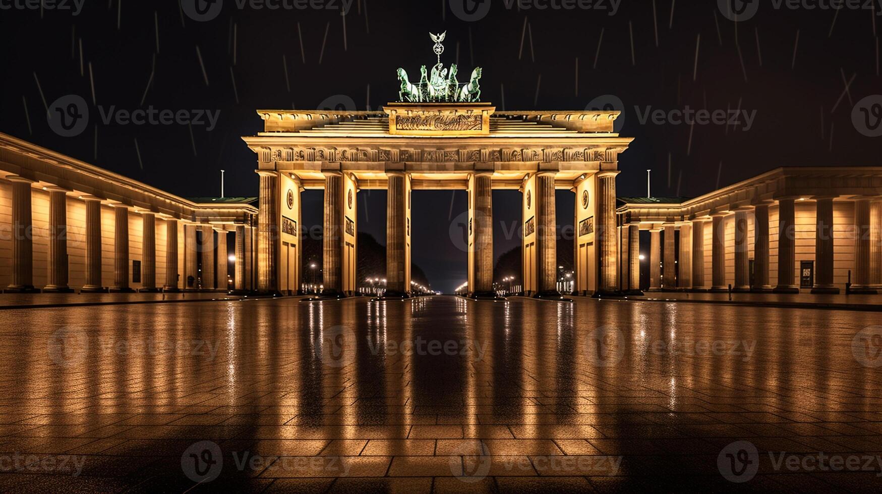 Nacht Aussicht von Brandenburg Tor. generativ ai foto