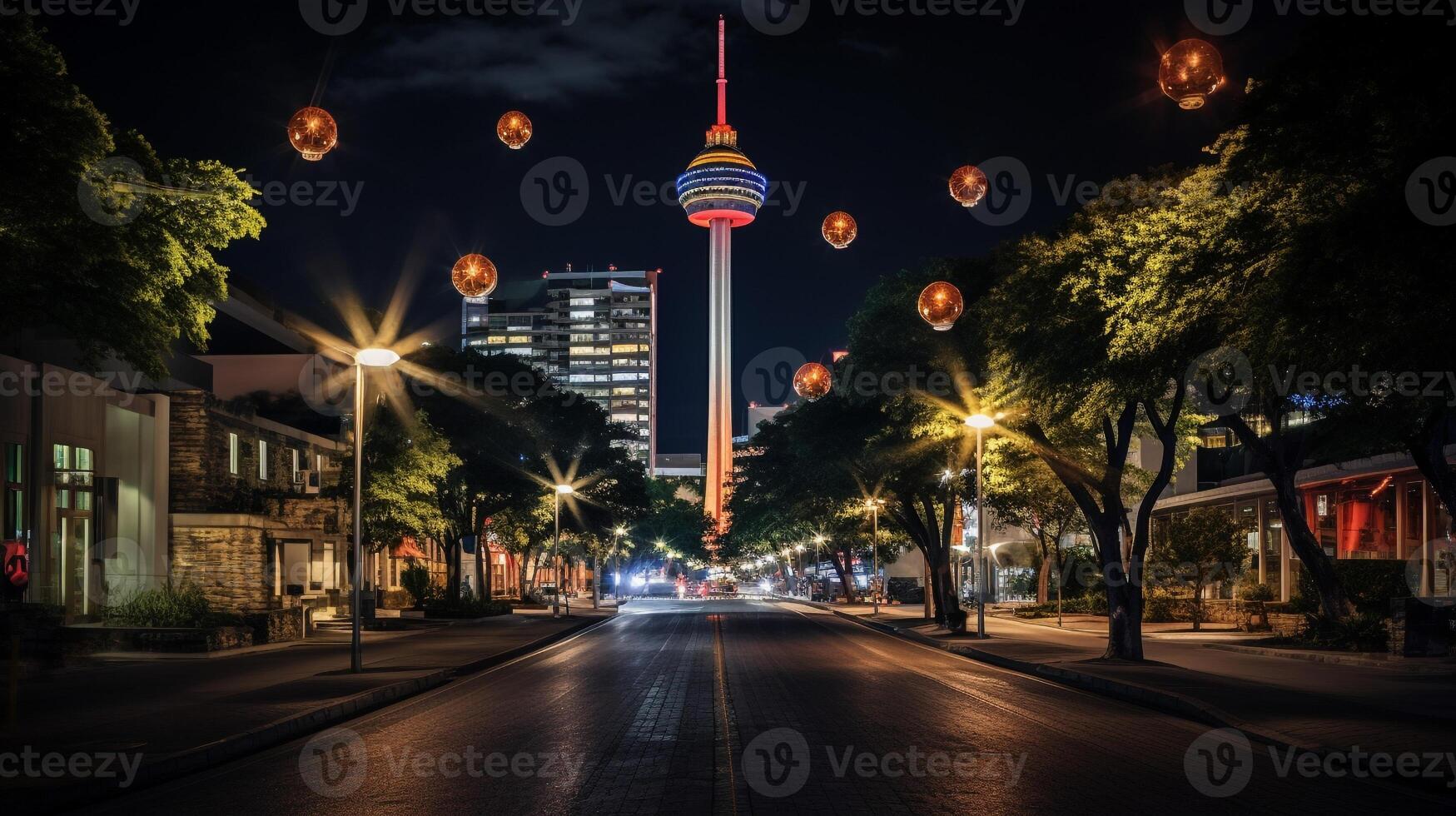 Nacht Aussicht von hemisfair Turm. generativ ai foto