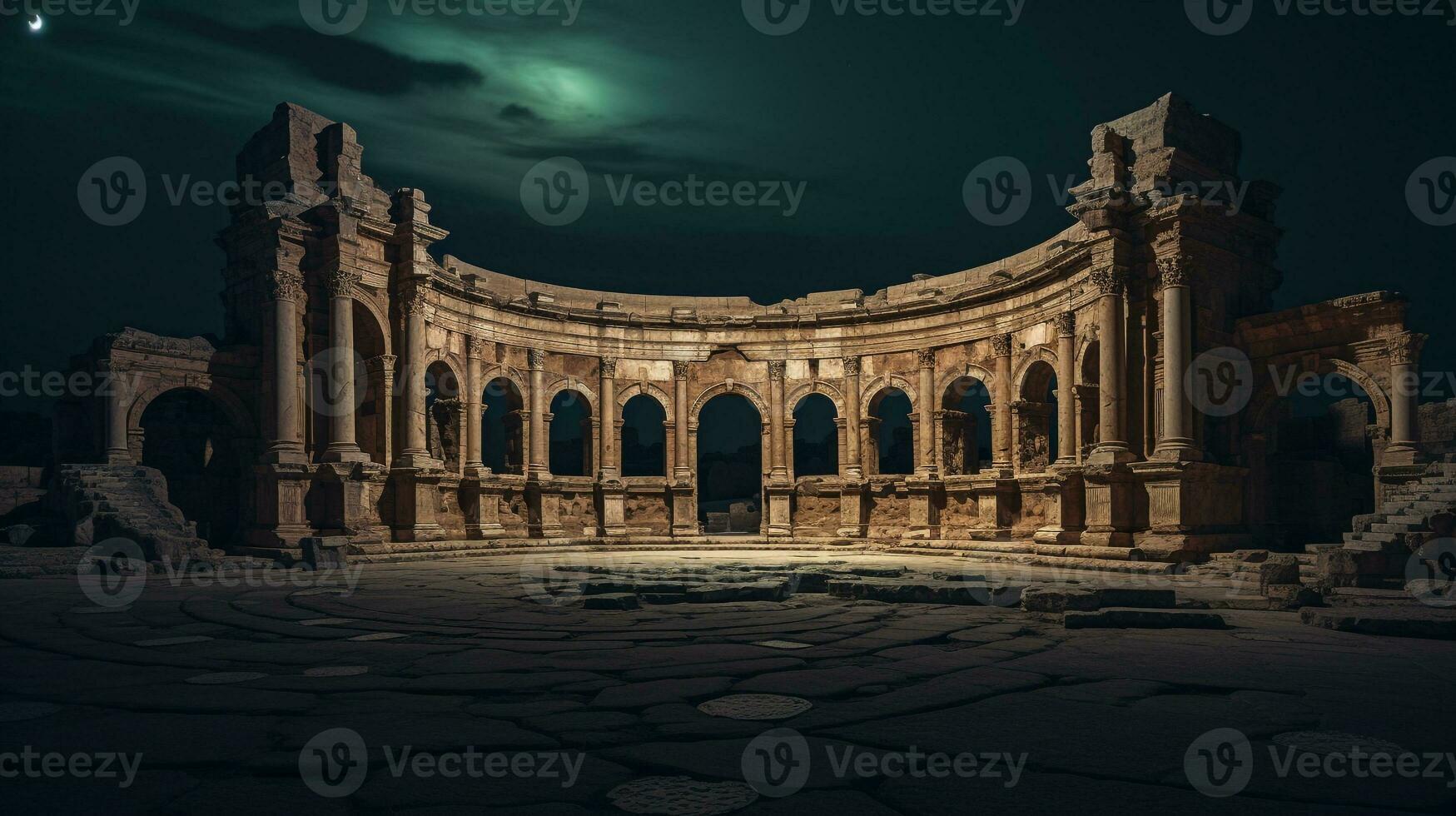 Nacht Aussicht von leptis magna. generativ ai foto