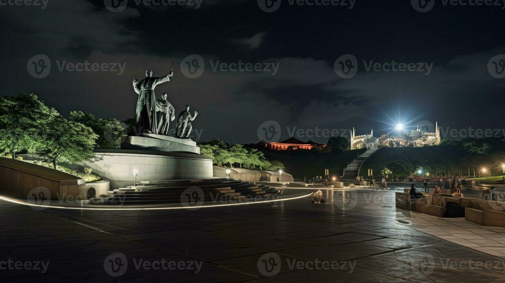 Nacht Aussicht von National Helden Acre. generativ ai foto