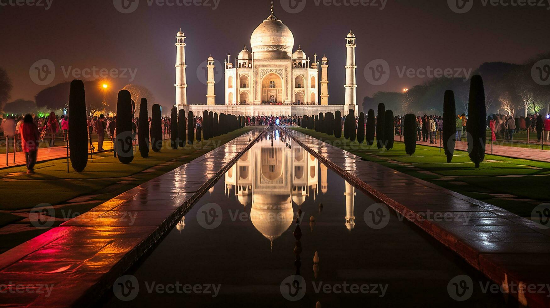 Nacht Aussicht von das taj Mahal. generativ ai foto